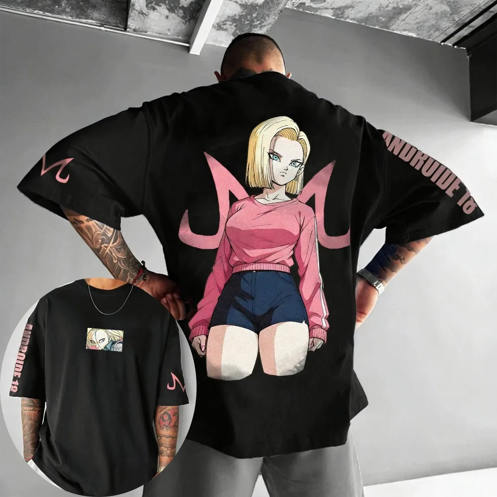 Übergroße Cosplay-Kostüme Dragon Ball Android 18 2026 Sommer Neues Produkt Harajuku Anime Bedrucktes Y2K Hip Hop Unisex T-Shirt