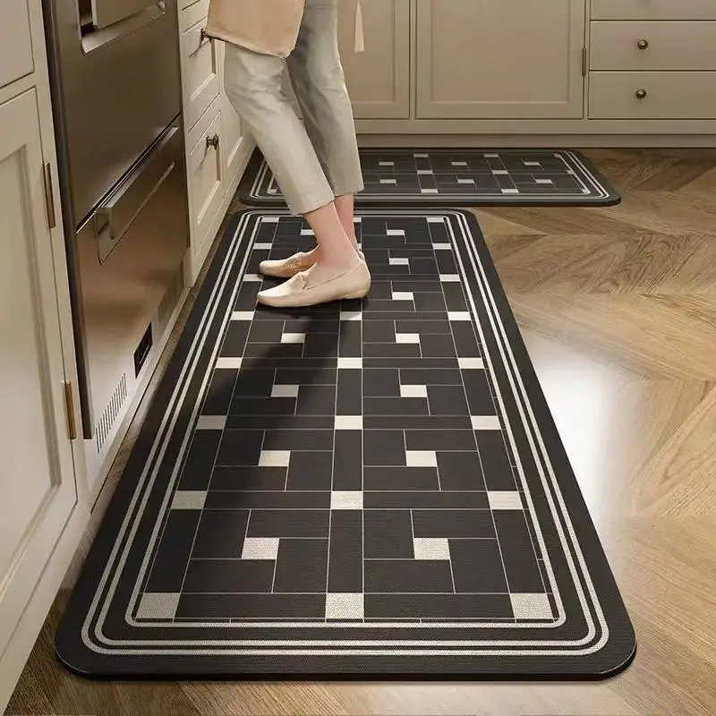 VIKAMA Amerikanischer Vintage-Stil Diatomeenerde Küchen- und Badezimmer-Antirutsch-Wasserabsorbierende Bodenmatten, Eingangsbereich-Teppiche Image
