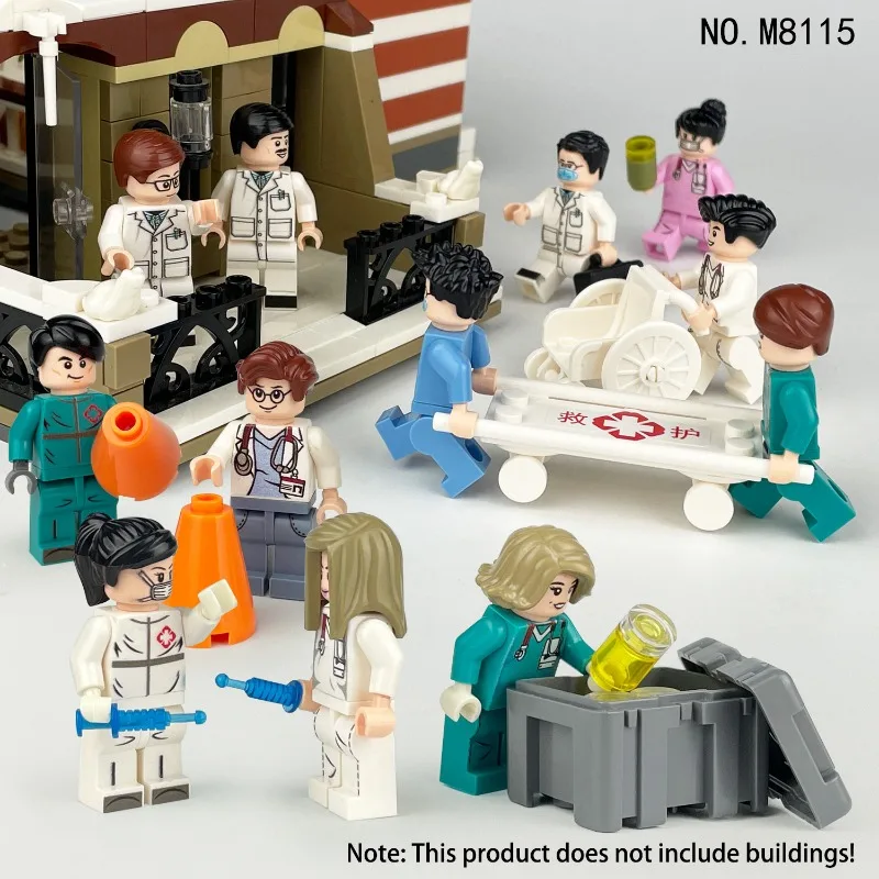 M8115 Arzt- und Krankenschwester-Serie Berufs-Sammelfiguren Arzt- und Krankenschwester-Puppen Kleinteilige Montage-Bausteine Spielzeug Image