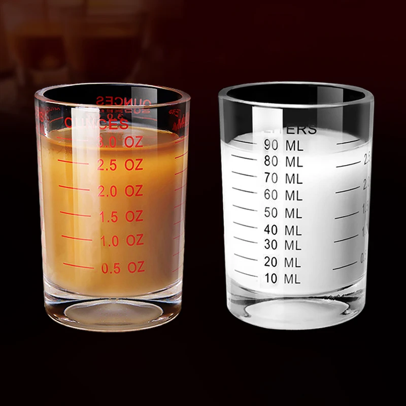 90/120ml hitze beständiger Glas messbecher Milch jigger Glas Unze Tasse mit Griff für Espresso Kaffee Barista Zubehör Image