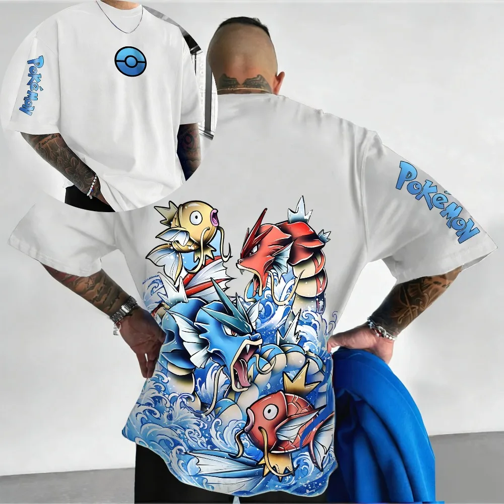 Übergroßes Cosplay-Kostüm Pokémon Gyarados 2026 Sommer Neuerscheinung Harajuku Anime-Print Y2K Hip-Hop Lässiges Unisex T-Shirt