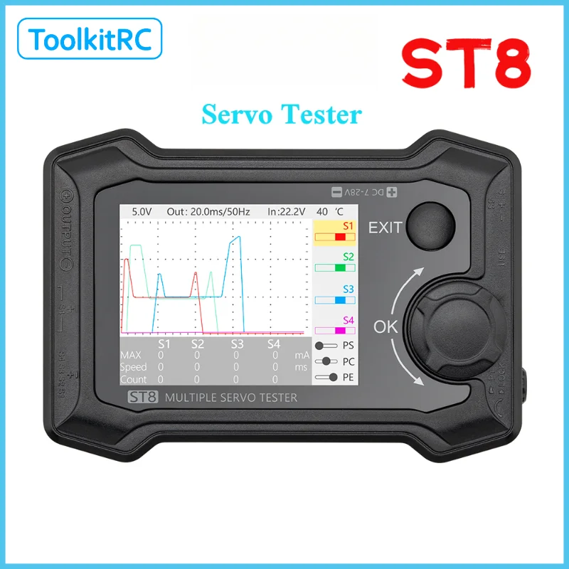ToolkitRC ST8 8-Kanal-Servo-Tester PWM, PPM, SBUS 4 unabhängige Schnittstellen für Signaltests für RC-Servos Image