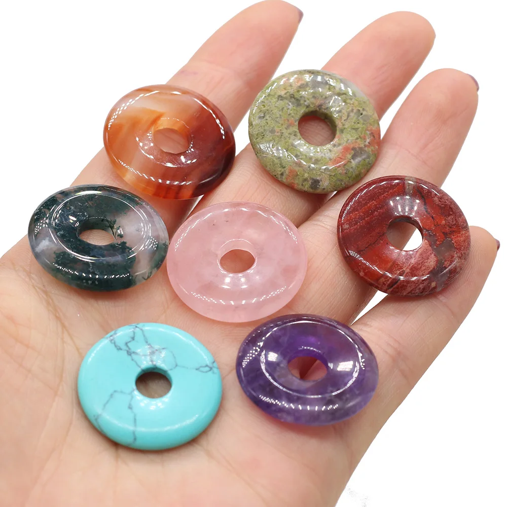 Natursteinperlen, große Lochperlen, Rosenquarz, Amethyste, lose Perlen für MaKing, DIY-Schmuck, Halskette, Geschenk, Größe 25 x 25 mm