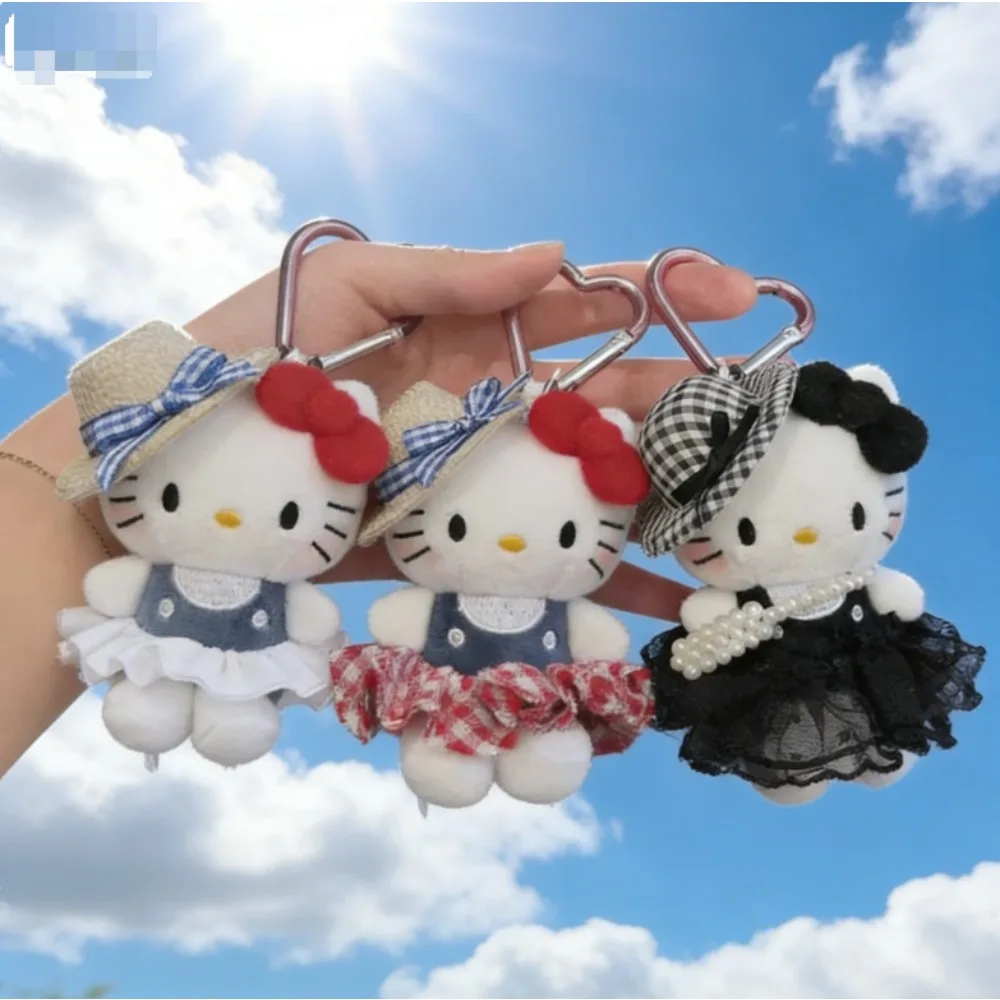 Hello Kitty Plüsch-Kawaii-Schlüsselanhänger, süßer Hello Kitty-Anhänger, Rucksack-Anhänger, Schlüsselring, Sanrio-Zubehör, Geburtstagsgeschenk, Spielzeug