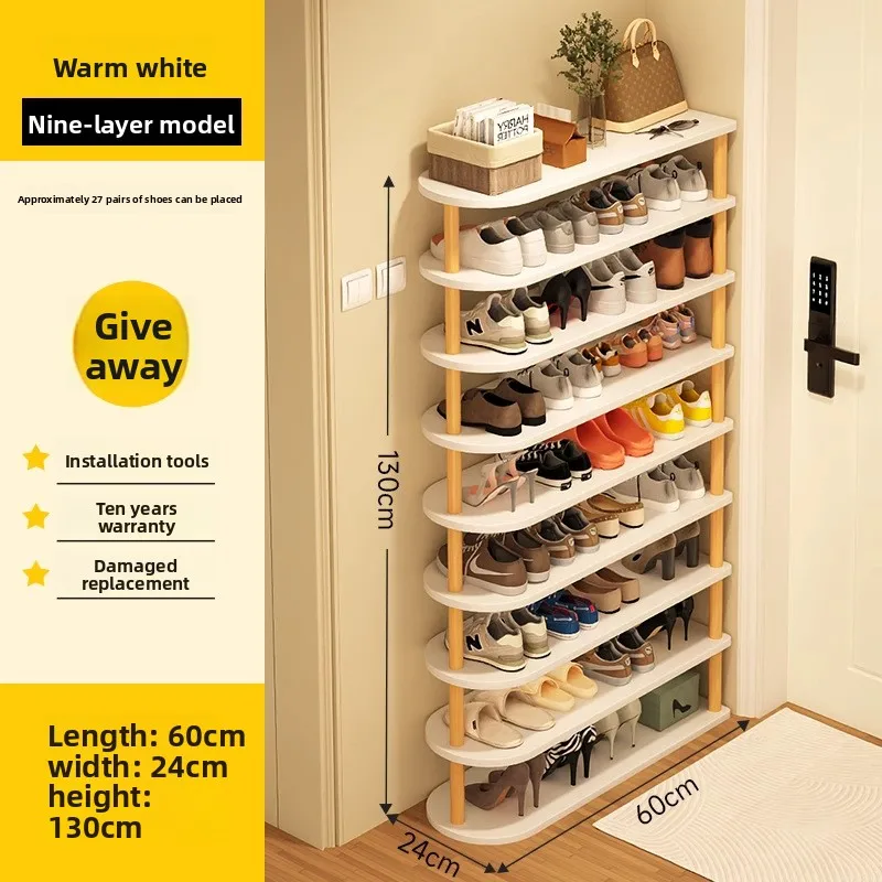 Multifunktionales Haushalts-Schuhregal für den Eingangsbereich, Neues Massivholz-Schuhregal mit Platzsparfunktion, Einfacher Schuhschrank mit Mehreren Ebenen