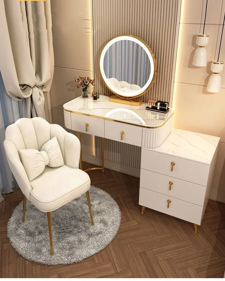 -Moderne Kommode aus Holz mit Leuchtdioden, Spiegel, günstige Kommode, Schlafzimmer-Make-up-Kommode