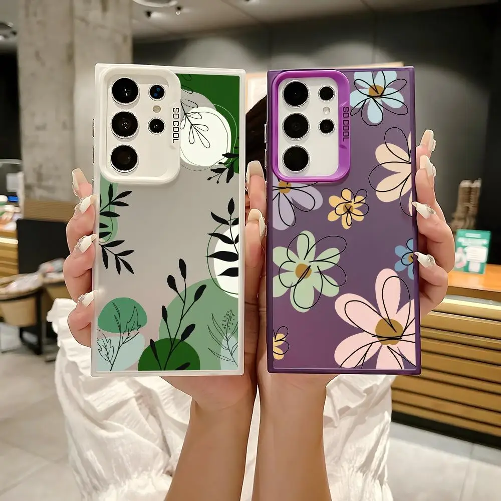 Sommerblumen-Blätter Handyhülle für Samsung Galaxy S25 S24 S23 S22 S21 Ultra Plus Laser-Hartplastik Bunt Matt Stoßfest Image