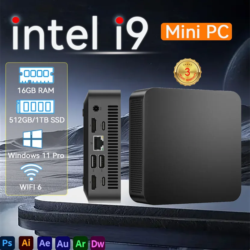 2026 Tragbarer i9 Mini-PC Computer Windows 11 Pro 16GB RAM 1TB SSD Intel i9-8950HK Gaming-Computer WiFi 6 USB Mini Desktop-PC Image