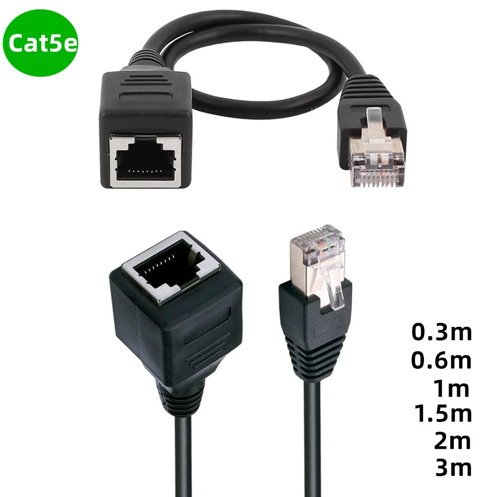 RJ45-Stecker auf Buchse, Netzwerkkabel-Verlängerungsstecker, Netzwerkanschluss mit reinem Kupferkern, Breitband-Netzwerkkabel-Extender Image