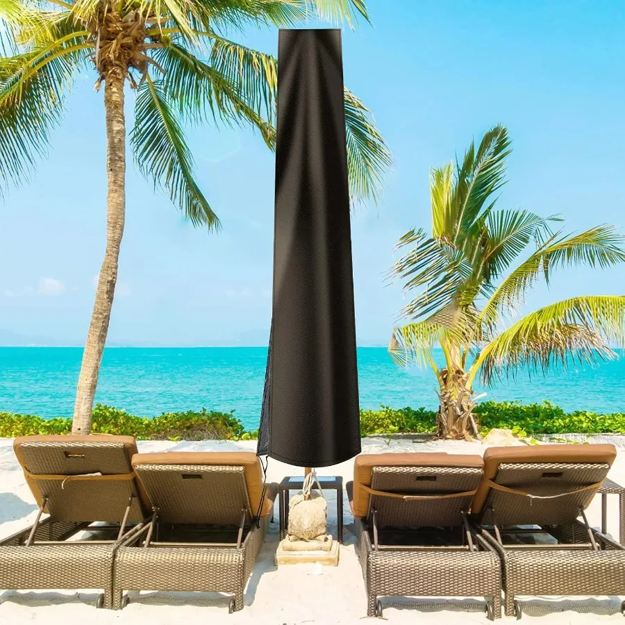 Garten-Sonnenschirmhülle für den Außenbereich, 210D, UV-Schutz, geeignet für Terrassen-Sonnenschirme in 5 Größen Image