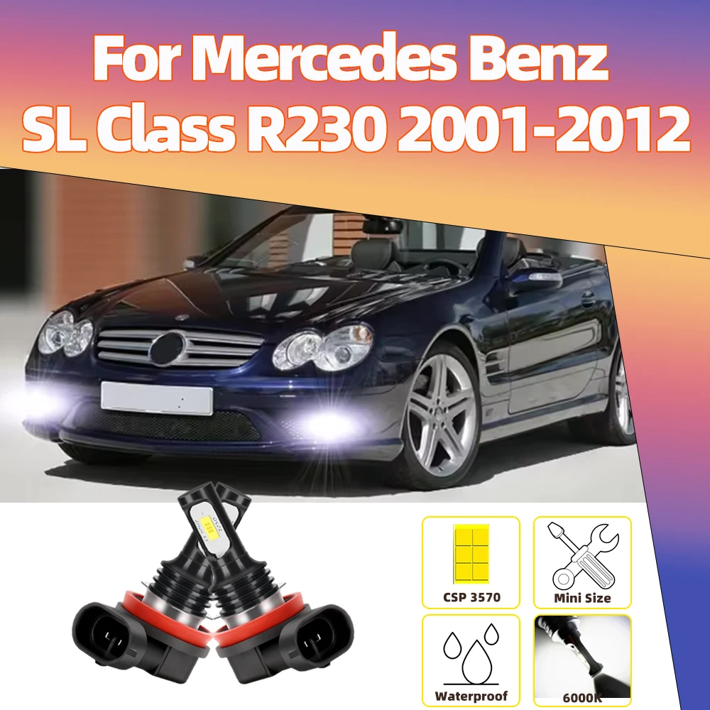 2Pcs Led Auto Nebel Lampe 15000LM 6000K Für Mercedes SL R230 2001 - 2007 2008 2009 2010 2011 2012 LED Nebel Glühbirne Canbus Image