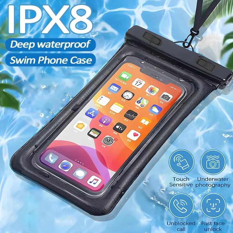 IP68 Universelle wasserdichte Handyhülle Tasche PVC-Abdeckung für iPhone 16 15 14 Pro Max Xiaomi Schwimm-Handyhülle Zubehör Image