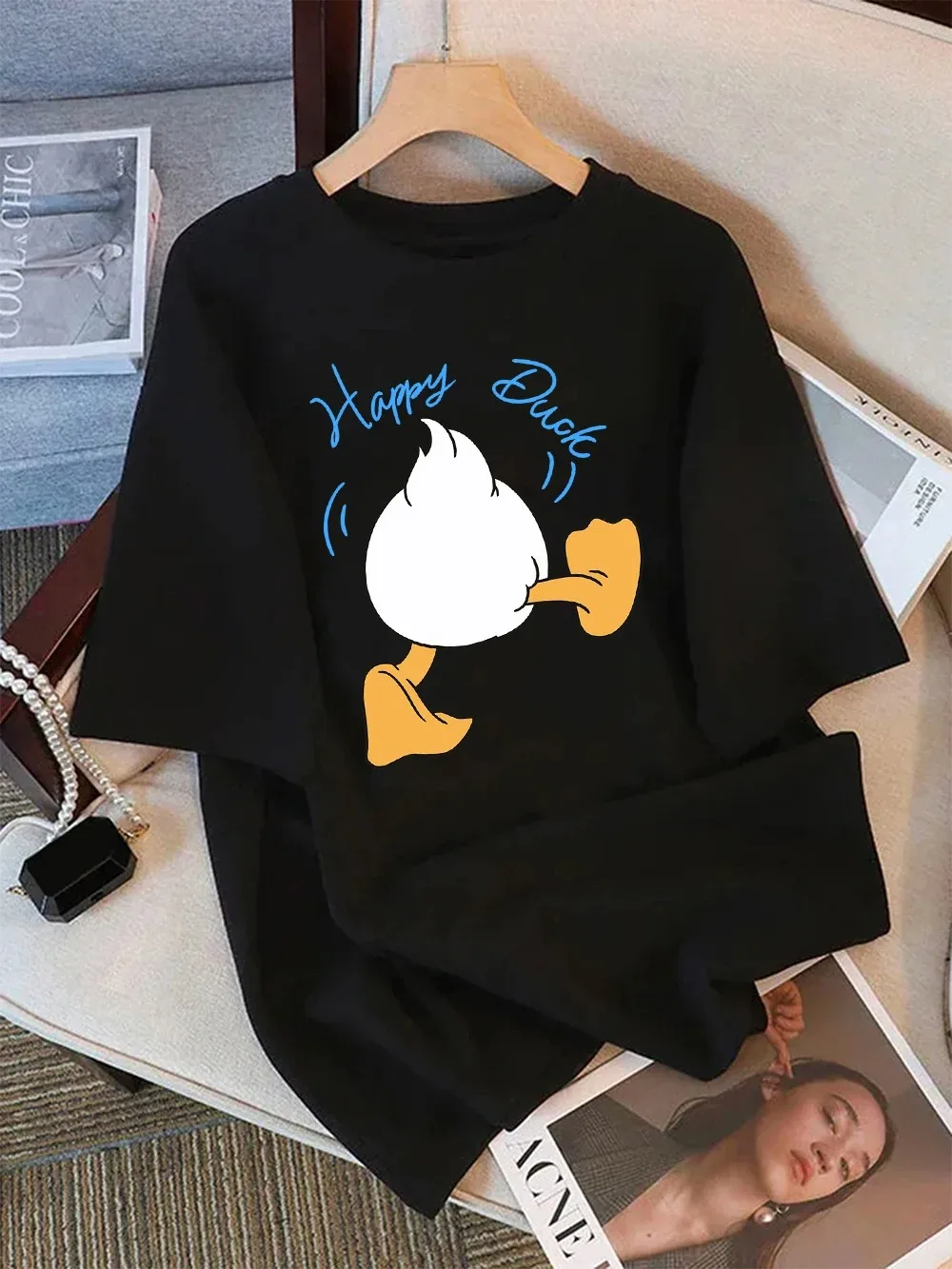 Lustiges Happy Duck T-Shirt für Damen und Herren Donald Duck Grafik-T-Shirt Sommer Kurzarm Casual O-Ausschnitt Harajuku Streetwear Mode Oberteile