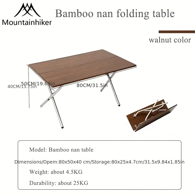 MOUNTAINHIKER Upgrade Outdoor Camping Bambus Klapptisch Schnell Zusammenklappbarer Tisch Outdoor Esstisch Picknick BBQ Tisch Image