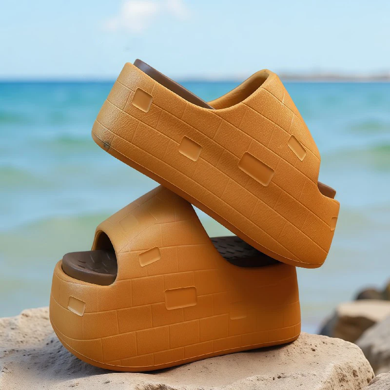 Neue 9cm Höhenverstellbare Plateau-Pantoffeln für Damen, Chunky Slides Schuhe, Rutschfeste Trendige Casual Elevator-Pantoffeln, High Heels Sandalen