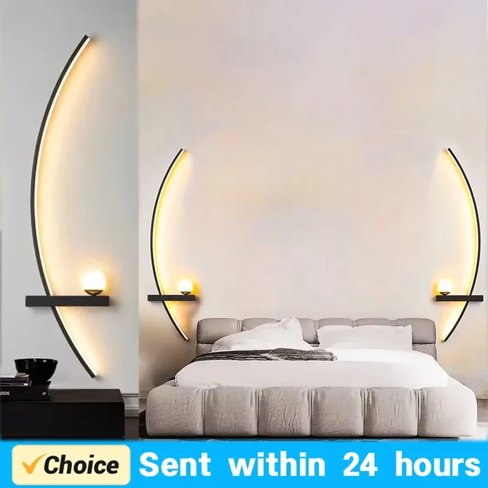 Moderne LED-Wandlampen, minimalistische Streifen-Wandleuchte, dekorativ für Schlafzimmer, Nachttisch, Zuhause, Wohnzimmer, Hintergrundbeleuchtung, Glanz