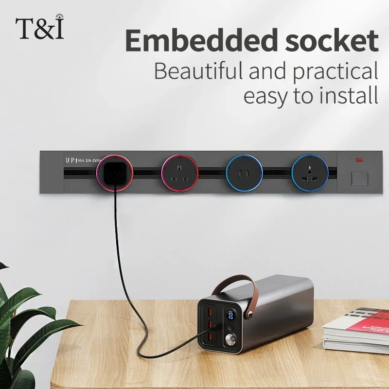 Eingebettete bewegliche Gleit schienen buchse, Gleis einführung, Küche für verdeckte Stromschiene, Haushalts führungs schienen steckdose Image