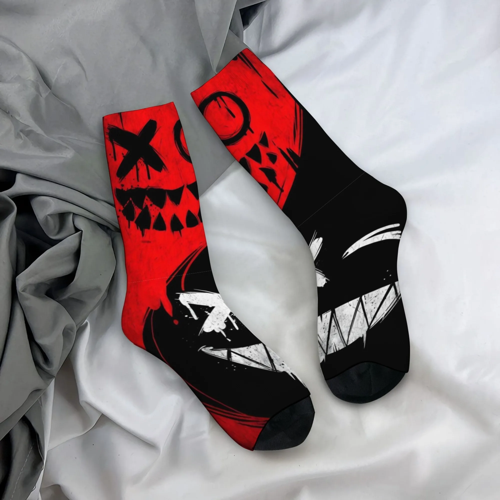 Evil Smile Graffiti Herrensocken im Retro-Stil, bequeme, lässige, modische Socken, neuartige, lustige, fröhliche Hip-Hop-Socken, verrücktes Partygeschenk Image