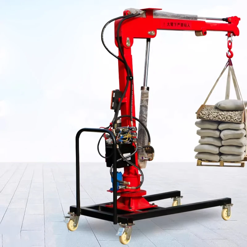 Neuer Elektrohydraulischer Mobilkran 1-Tonnen Kompakter LKW-Ladekran mit Fernbedienung und Teleskopausleger Image