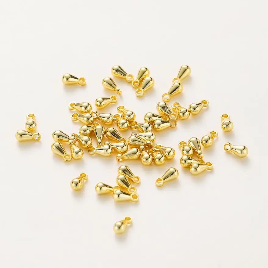 50 teile/los 14K 18K Gold Wasser Tropfen Schwanz Extender Kette Perlen Anhänger Stecker Ende Perlen Für DIY schmuck handgemachte Accessoires Image