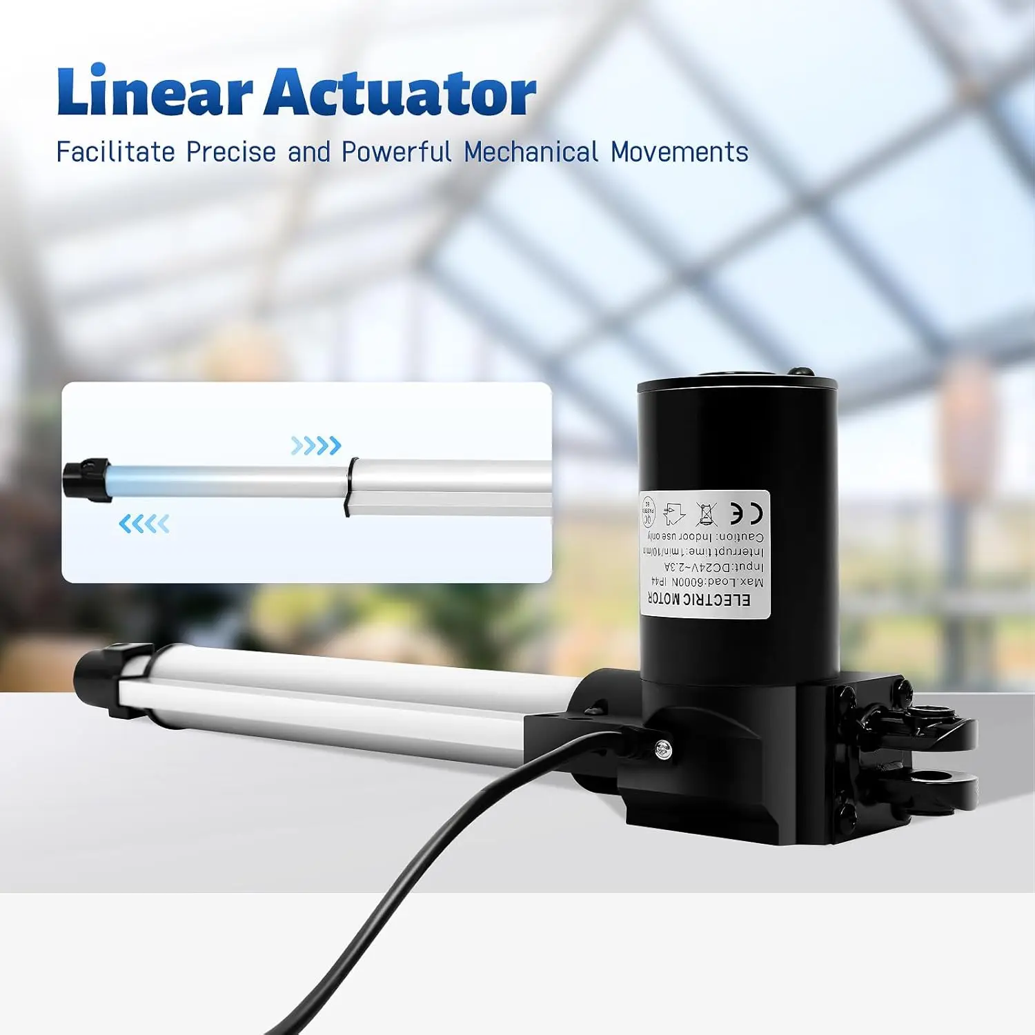 230mm Linearmotor Elektromotor Linearaktuator 600N IP44 für Fensteröffner, Automatische Türöffner, Industrie Image