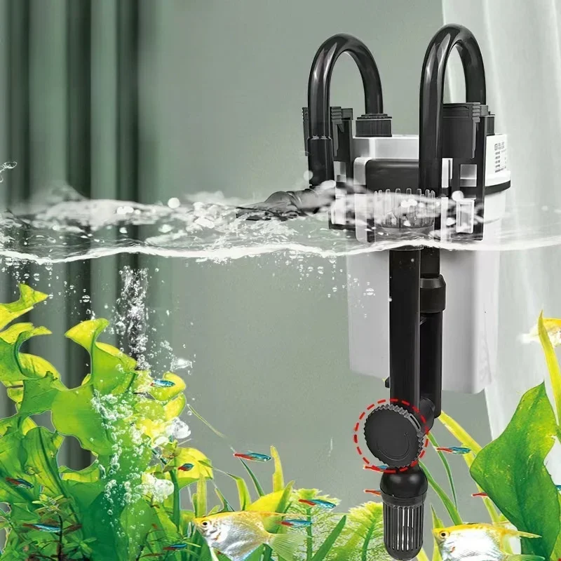 Wandmontierter Aquarium-Wasserfallfilter Externer Hänge-Wasserpumpenfilter Kleiner Zirkulationsfilter zur Entfernung von Ölfilm Image