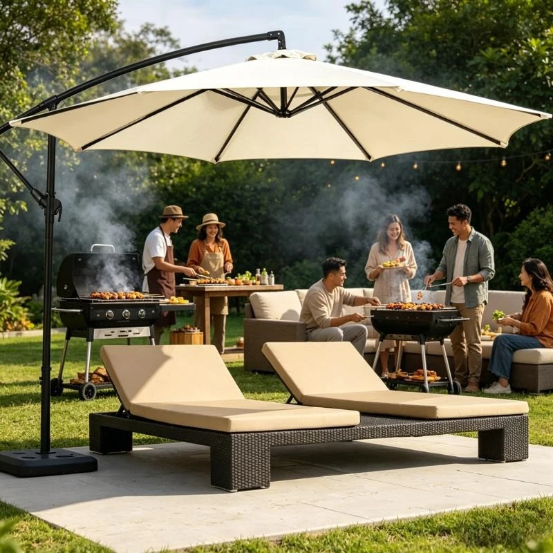 2/2,7/3m Gartenschirm Sonnenschutz UV-Schutz Wasserdichter Sonnenschirm Strandüberdachung 6/8 Rippen Image