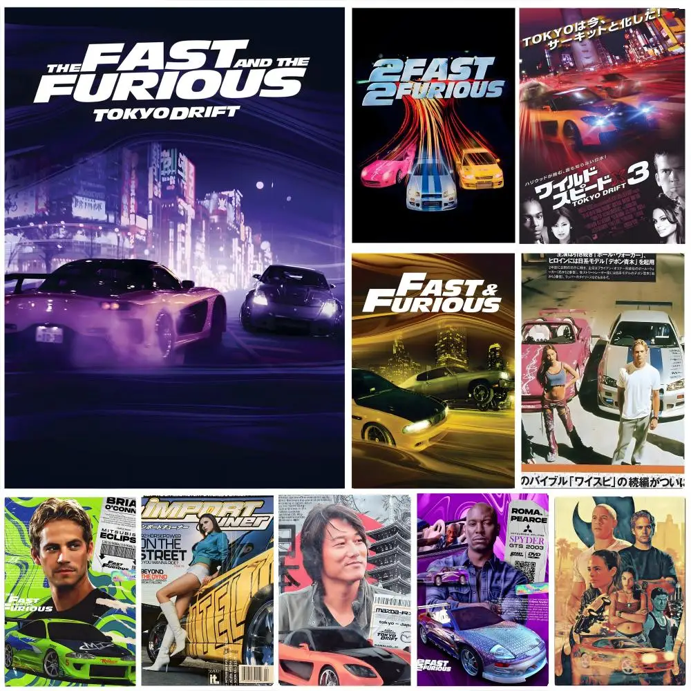 F-Fast and F-Furious 2 Poster, selbstklebender, wasserfester Kunstdruck, Aufkleber für Café, Bar, Zimmer, Wanddekoration