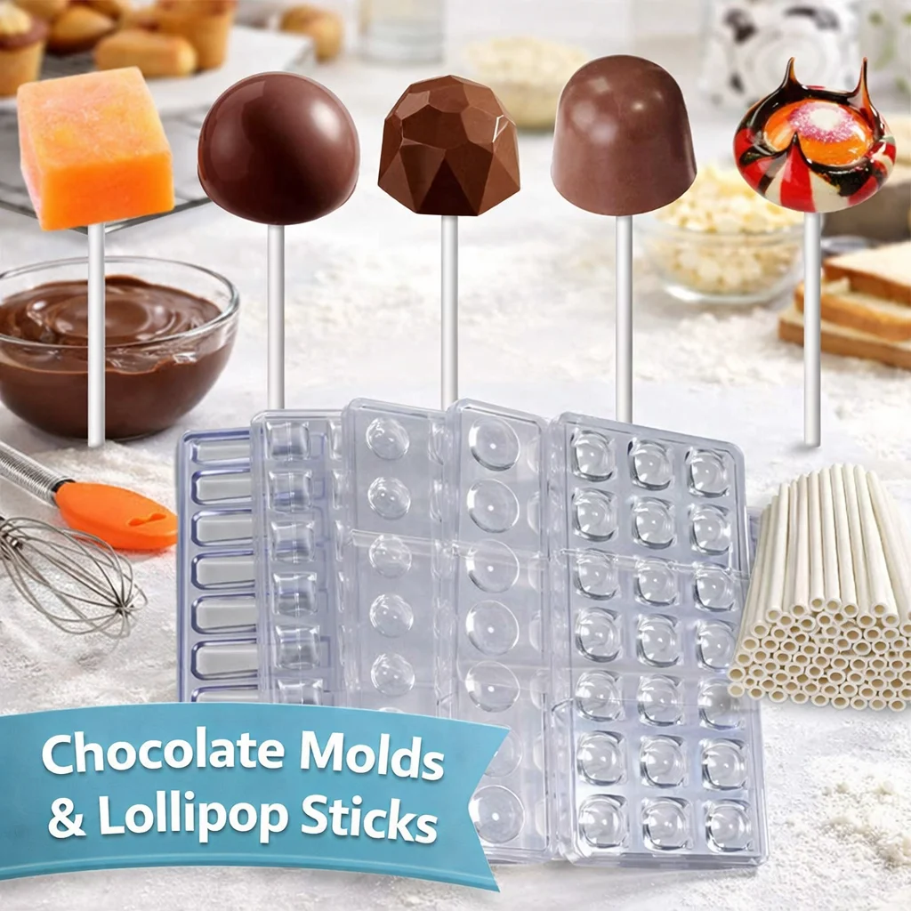 Schokoladenformen-Set mit 100 Stäbchen, DIY-Backwerkzeuge für Kinder zum Herstellen von Hausgemachter Süßigkeiten & Gebäck Image