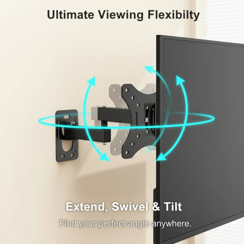 Schwenkbare Neigbare Rotations-TV-Wandhalterung Vollbewegliche Artikulationshalterung für die Meisten 10-32 Zoll Flach- und Curved-Fernseher für Heim- und Büronutzung Image