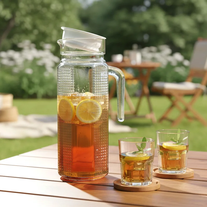 Brocca in Vetro Trasparente per Acqua Fredda Set Caraffa in Vetro per Uso Domestico Teiera in Vetro