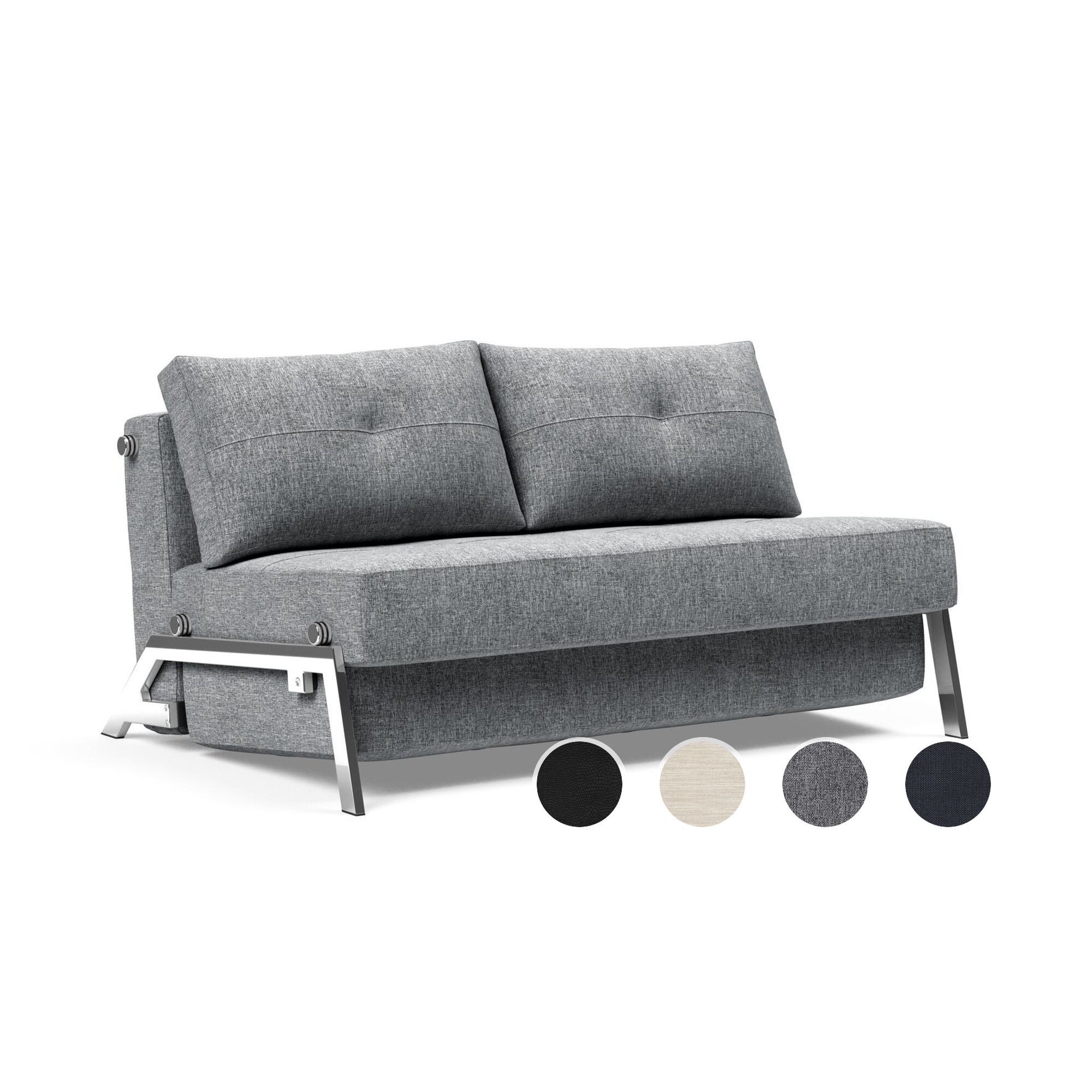 Innovation »Cubed 02« Klappsofa 145 cm / Bezug 551 Fanual Brown / Beine aus Eiche lackiert