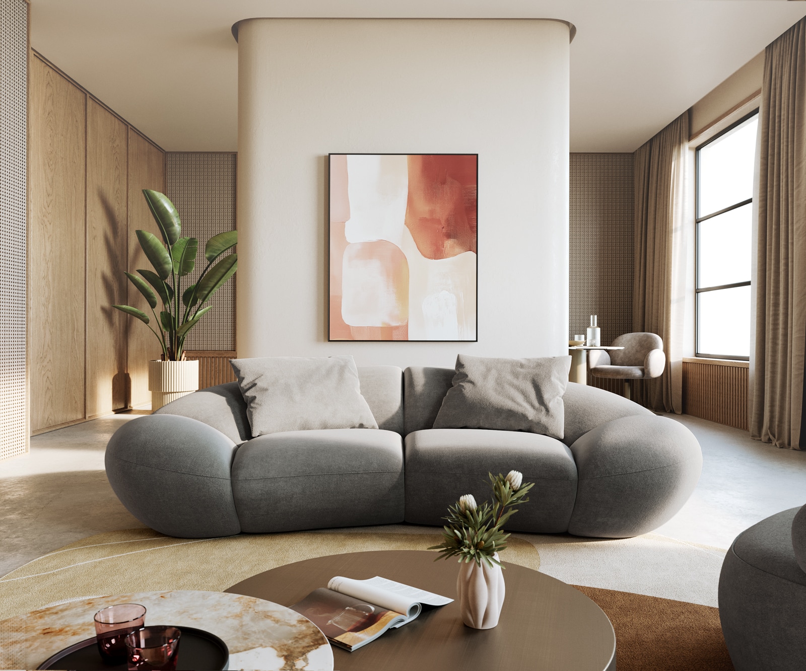 DELIFE 2-Sitzer Lunna 280x170 cm Strukturstoff Soft Grau 2 Kissen, Sofas