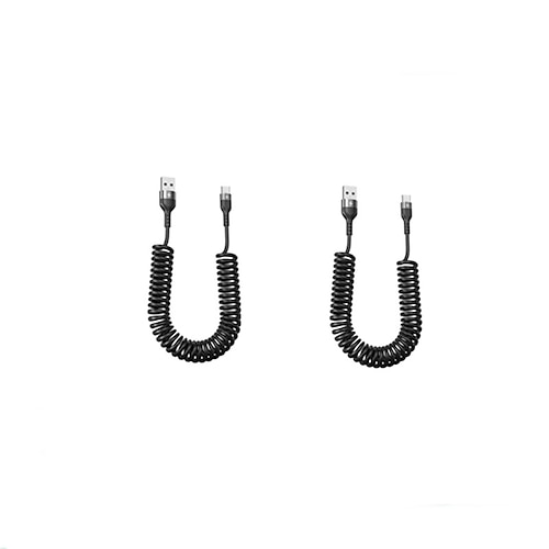 2er-Pack 5A Spiral-USB-C-Kabel fürs Auto, USB-A auf USB-C Schnellladekabel mit Spiralfeder, ausziehbar auf 1 m, spiralförmiges Datenkabel für Android Auto, Samsung Galaxy S24, S23, S22, Google Pixel,