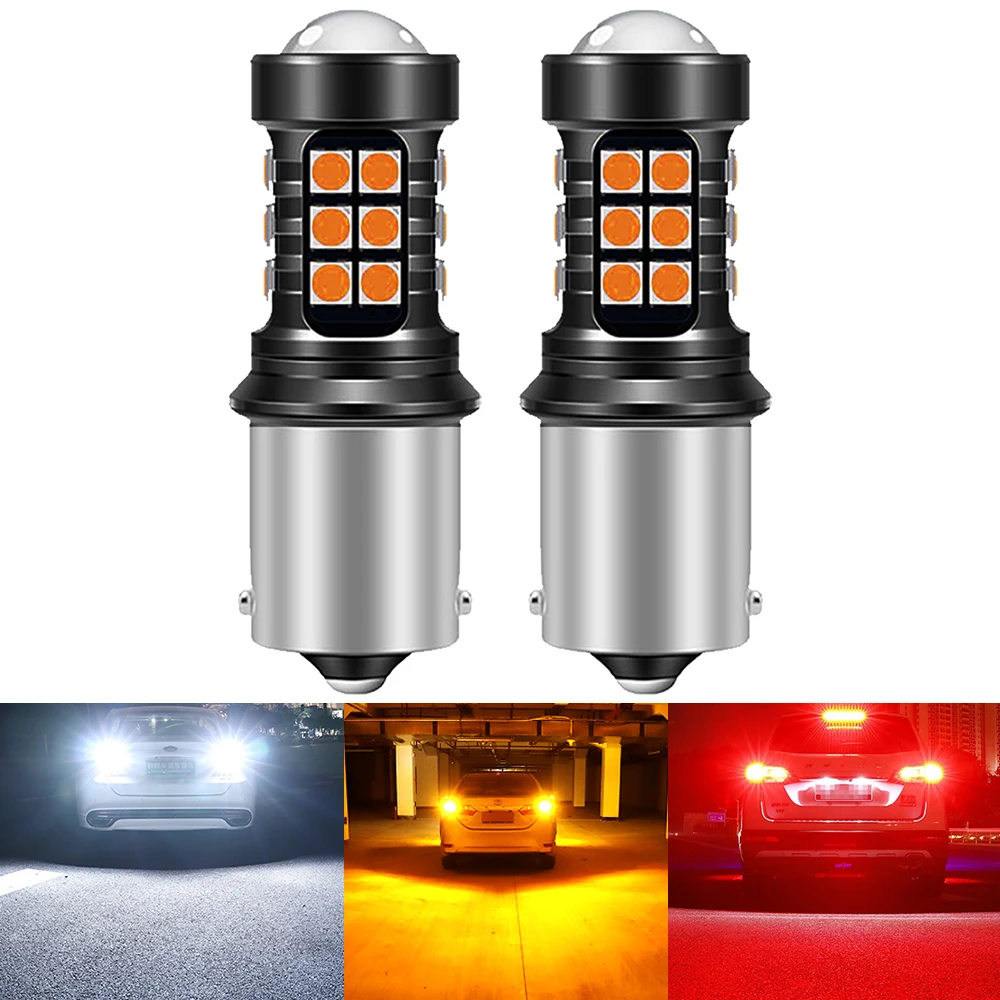 2 pezzi S25 1156 P21W BA15S BAU15S PY21W LED 1157 BAY15D P21/5W T20 7440 7443 W21W 3157 P27/7W Lampadine a LED Indicatori di direzione Bianco