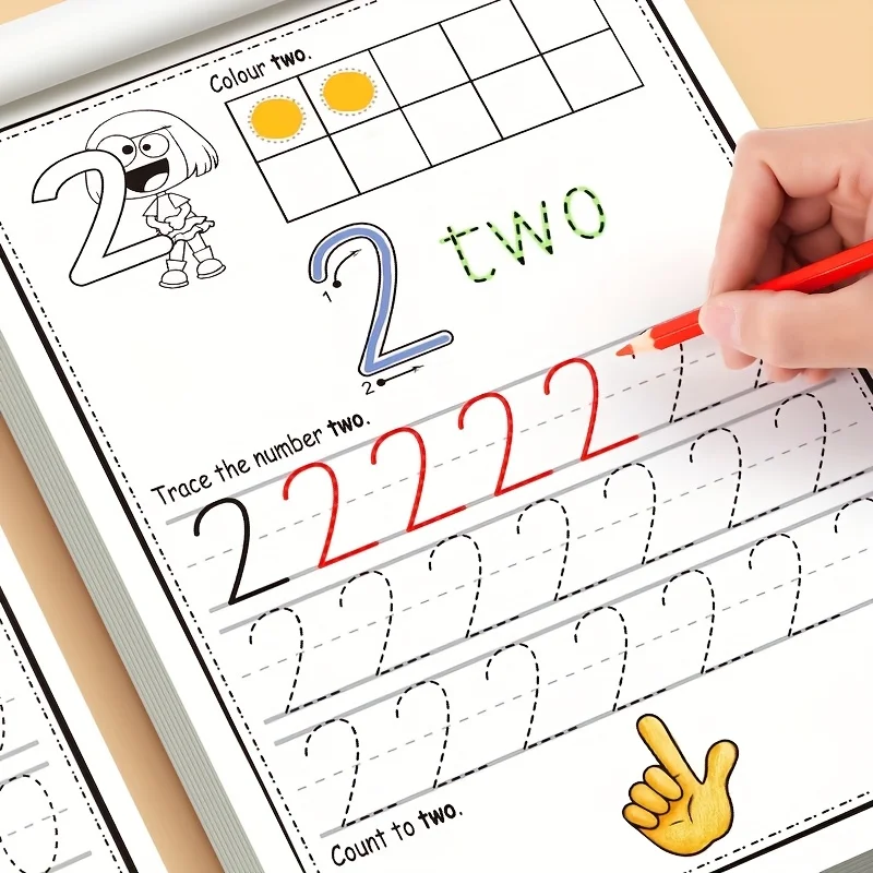 32 pagine, quaderno per esercitazioni di scrittura digitale per bambini, ausili per la scrittura, miglioramento delle abilità di scrittura, riconoscimento dei numeri da 0 a 30, quaderno divertente per