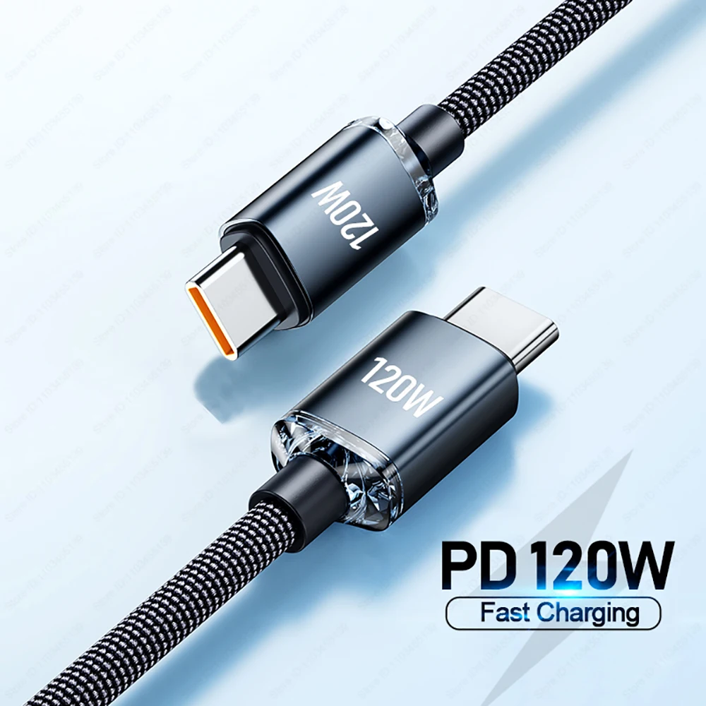 Cavo USB C da 120 W Cavo dati di ricarica rapida PD tipo C 0,25 M/1 M/1 M/1,5 M/2 M Cavo di ricarica rapida per telefono per iPhone 17 Xiaomi Samsung Huawei