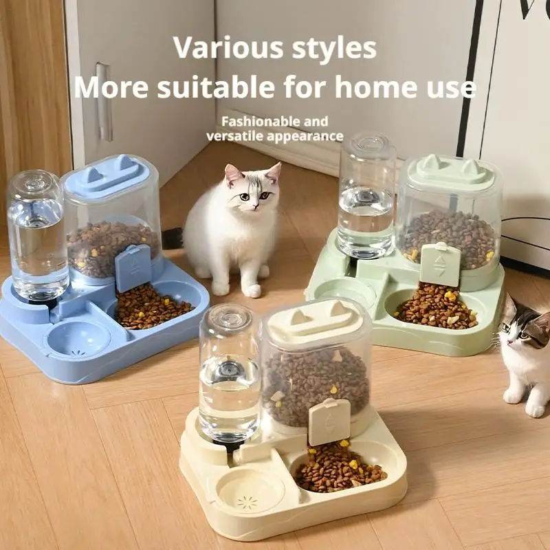 Distributeur automatique de nourriture et d'eau pour chat, distributeur d'eau et de nourriture tout-en-un, grande capacité, distributeur de nourriture, fournitures pour animaux de compagnie