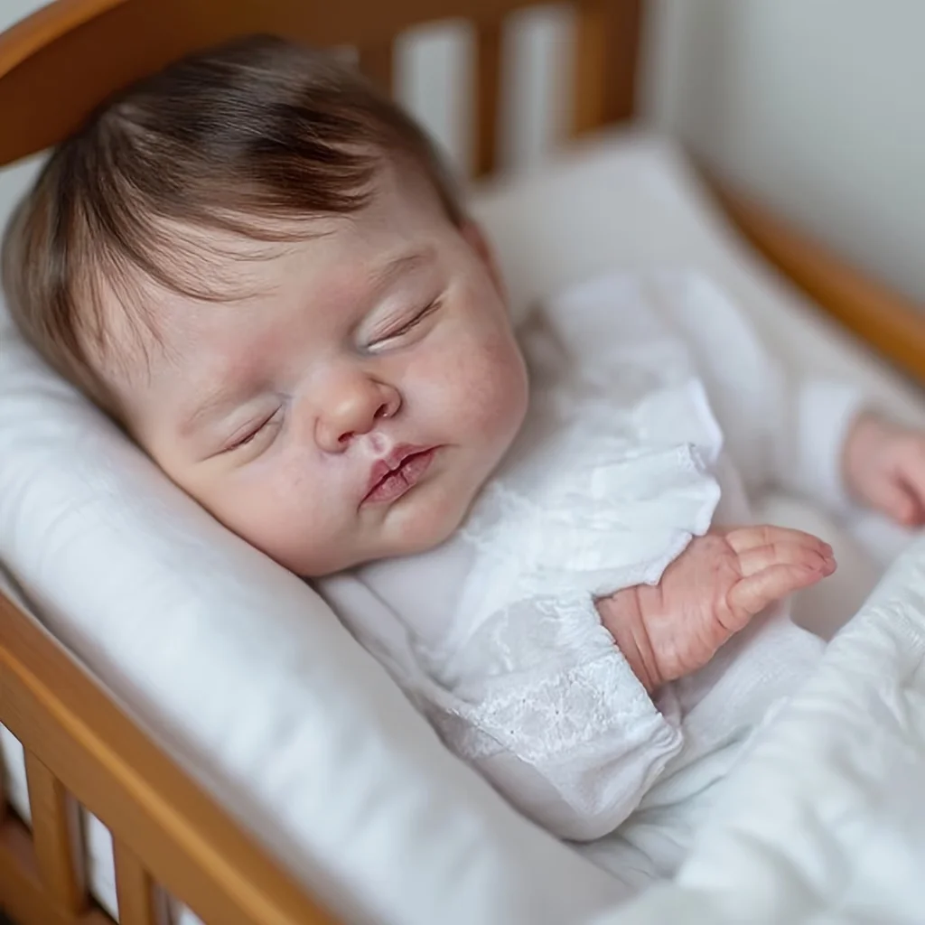 Poupée Reborn Fille en Silicone Solide de 33 cm (13 pouces) à Bouche Ouverte et Cheveux Implantés, Poupée Nouveau-né Bébé Reborn en Silicone, Cadeau Parfait