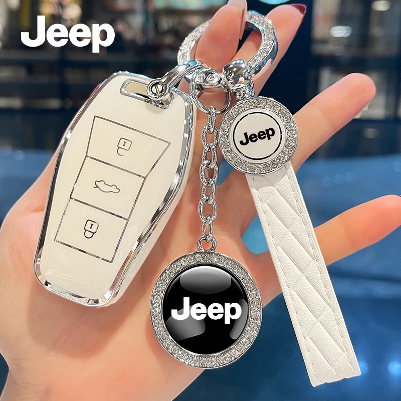Auto-Kristall-Schlüsselanhänger, Schlüsselanhänger, Anhänger, Autozubehör für Jeep Compass Wrangler Grand Cherokee Avenger Renegade JK Gladiator Image