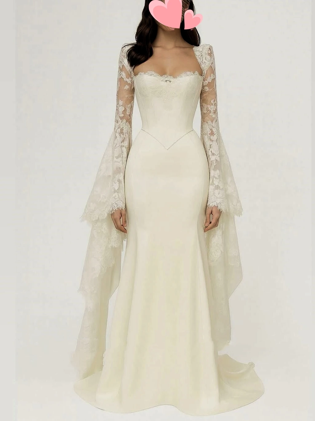 Oisslec Kleid, elegant, Vintage, süß, beige, Spitze, Meerjungfrau, lange Ärmel, individuell anpassbar, für formelle Anlässe, Abschlussballkleid, Abendparty-Kleider