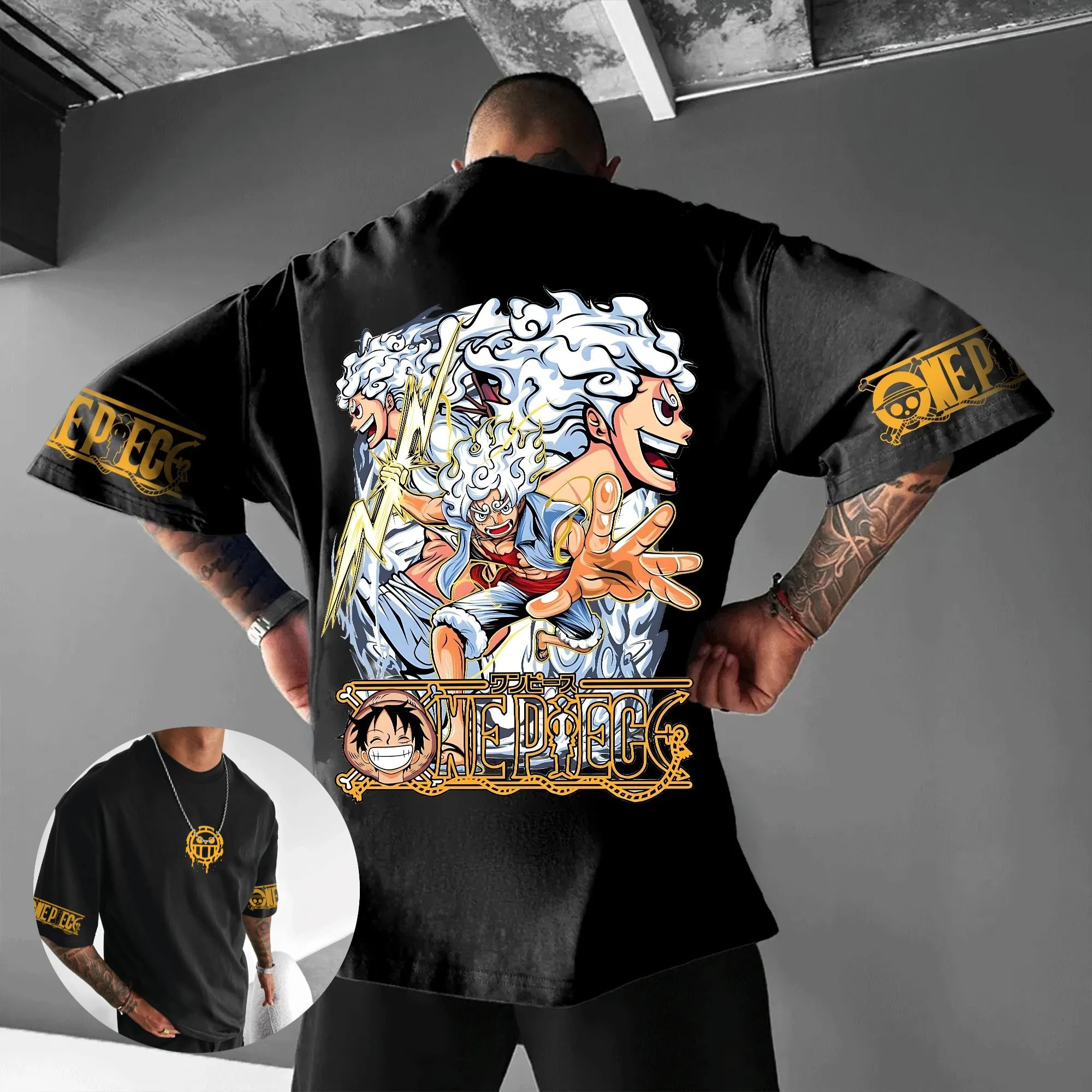 One Piece Anime T-Shirt 2026 - Offiziell Lizenziertes Luffy Zoro Merchandise, Übergroßes Unisex-Oberteil, Weiche & Atmungsaktive Baumwolle Image