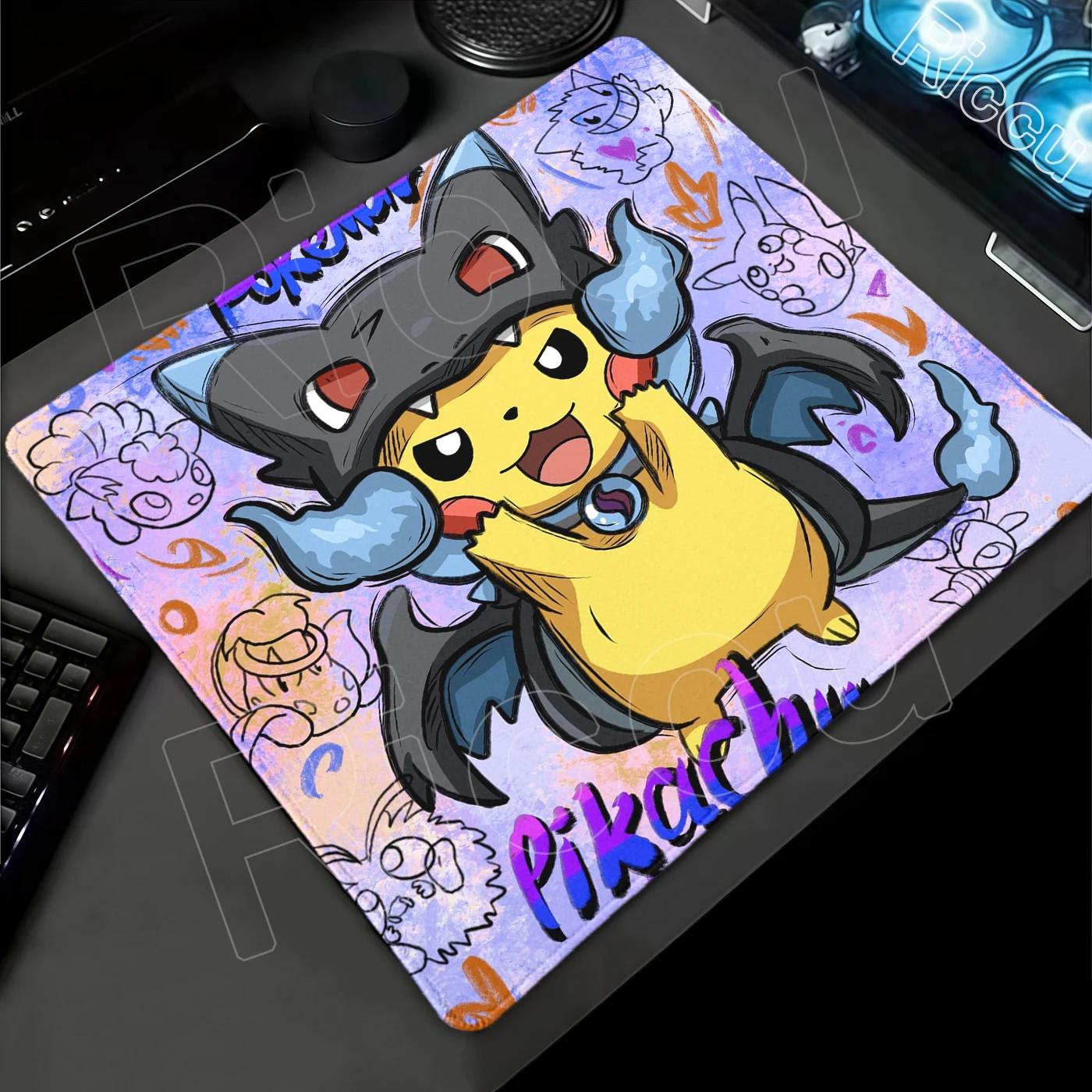 Mauspad Gamer Gummi-Schreibtischunterlage Pikachu Schreibtischmatten Computer-Tastaturunterlage P-Pokemon PC-Zubehör Gaming-Teppich Kawaii Mousepad Image