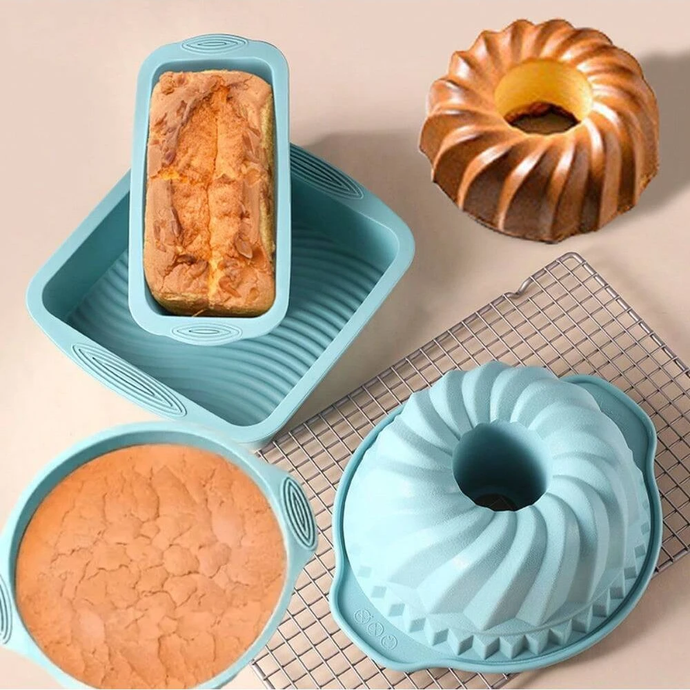 Set di stampi per torte in silicone, resistenti alle alte temperature, piastra da forno, torta, pane, pane, toast, cucina, muffin, stampo da forno