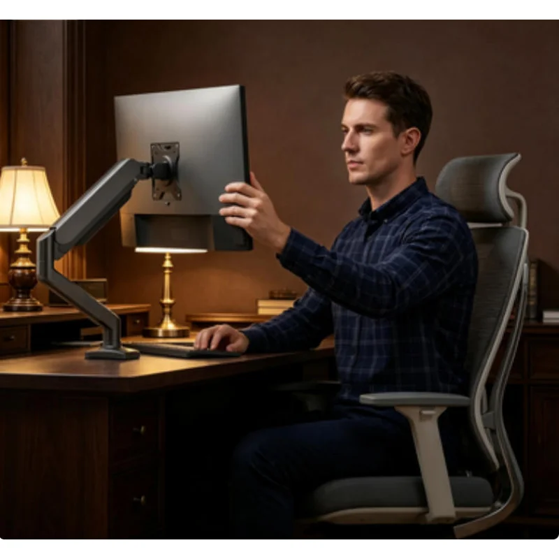 Vollbewegliche Monitor-Wandhalterung mit Schwenkarm Neig- und Drehfunktion für 10-32 Zoll Flach- und Curved-TV-Bildschirme Image