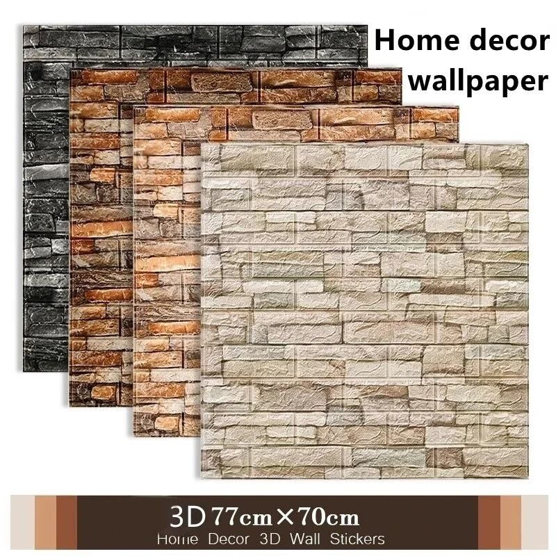 3D Brick Wall Sticker | 77cm X 70cm Imitation Brick Wallpaper | Waterproof Self Adhesive DIY Panels For Home Decor retro yellow 1 Pc 70 Cm X 77 Cm