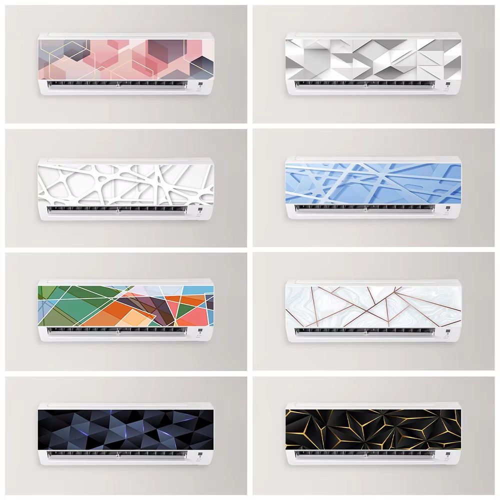 3D Geometric Air Conditioner Panel Wall Sticker Modern Home Decor Decal multicolor Mosaic 35.4310.63 In