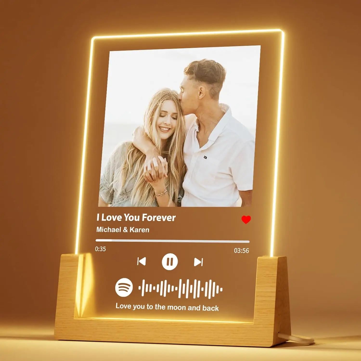 Personalized Spotify Acrylic Photo Lamp d 3 Colors Light Base