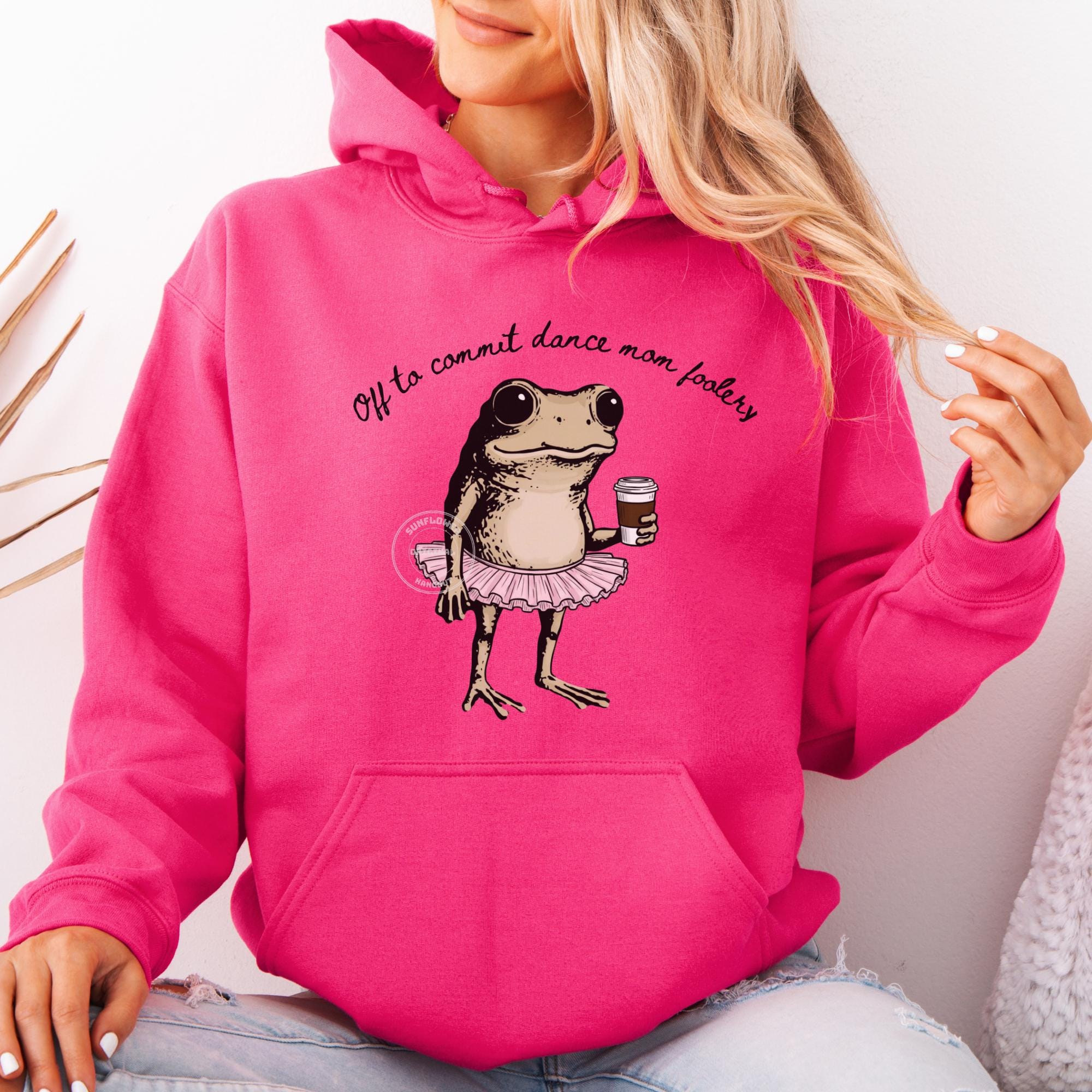 Mom Foolery Hoodie, Funny Dance Mom Frog Sweatshirt, Senior Competition Crew Neck, Ballet Fan Gift beige 3xl t Shirt