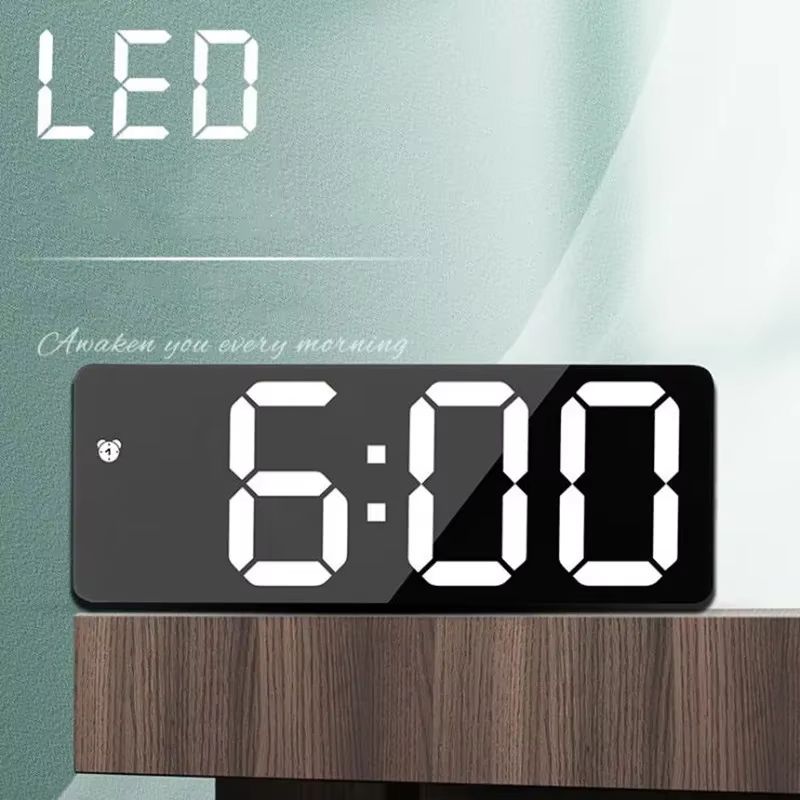 Smart Mirror LED Alarm Clock With Voice Control, Snooze And Night Mode dual Alarm Bo